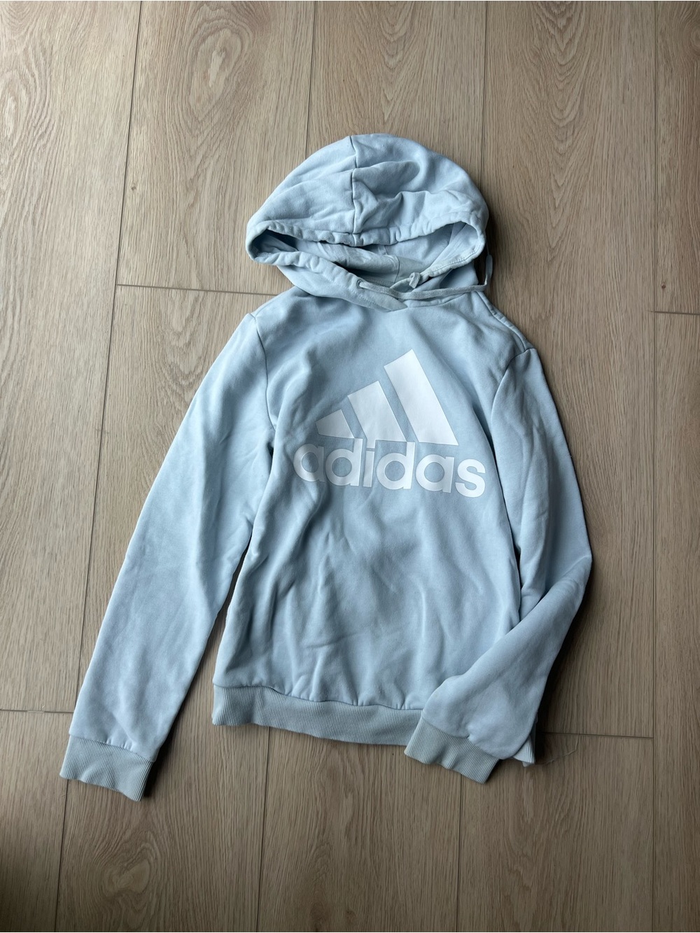 adidas Light Blue Hoodie with White Logo